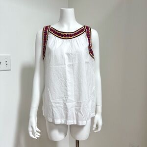 Old Navy White Tank Top with Colorful Embroidery